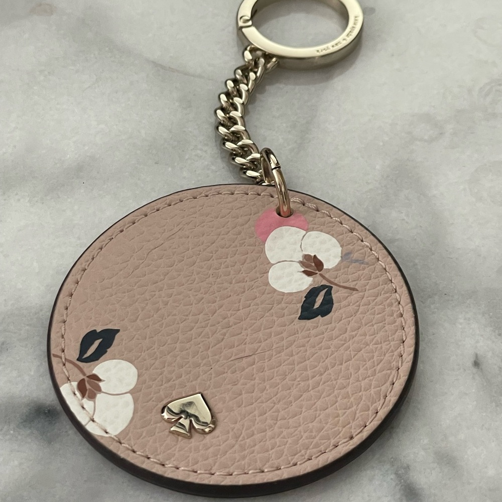 kate spade Eva Floral disc Leather Key fob charm NWOT